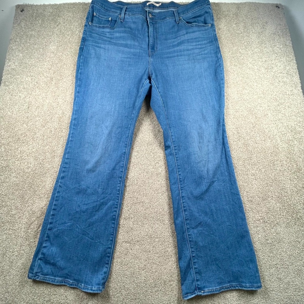 Levi's 725 Bootcut Jeans Womens 20 Blue Whiskering Denim Medium Wash High Rise
